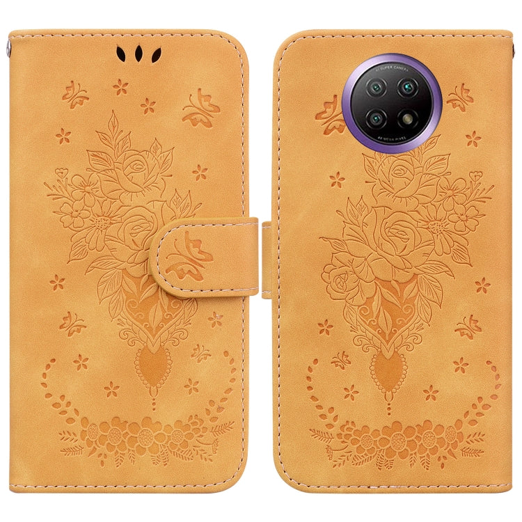 For Xiaomi Redmi Note 9T / Note 9 5G Chinese Butterfly Rose Embossed Leather Phone Case