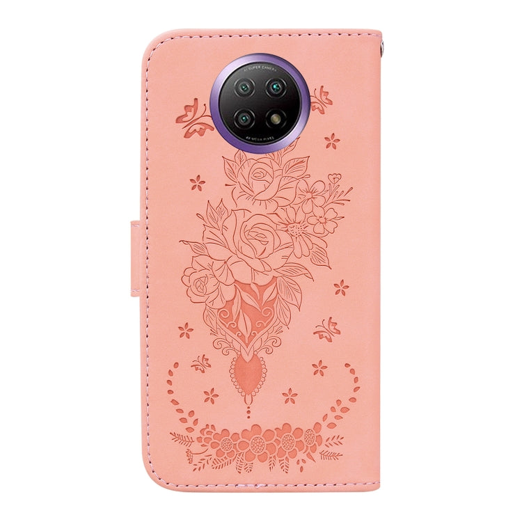 For Xiaomi Redmi Note 9T / Note 9 5G Chinese Butterfly Rose Embossed Leather Phone Case