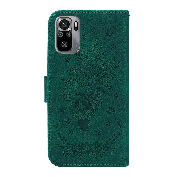 For Xiaomi Redmi Note 10 4G / 10S Butterfly Rose Embossed Leather Phone Case