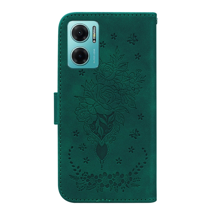 For Xiaomi Redmi 10 5G / Note 11E Butterfly Rose Embossed Leather Phone Case