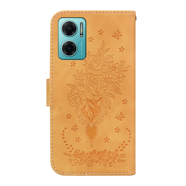 For Xiaomi Redmi 10 5G / Note 11E Butterfly Rose Embossed Leather Phone Case
