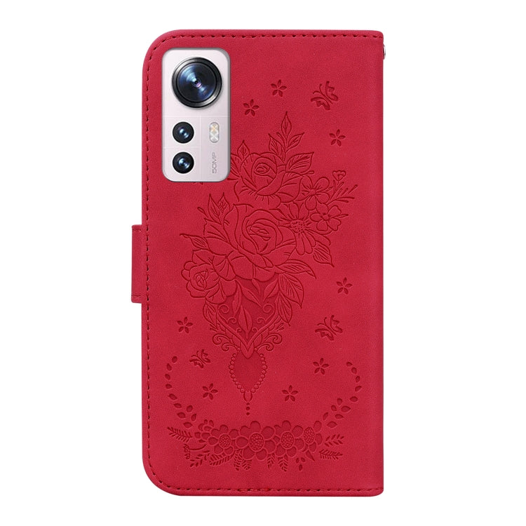 For Xiaomi 12 Lite Butterfly Rose Embossed Leather Phone Case