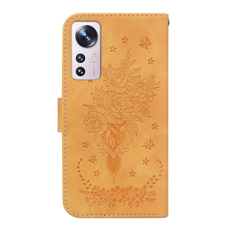 For Xiaomi 12 Lite Butterfly Rose Embossed Leather Phone Case