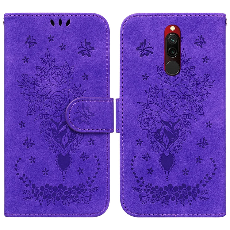 For Xiaomi Redmi 8 / 8A Butterfly Rose Embossed Leather Phone Case