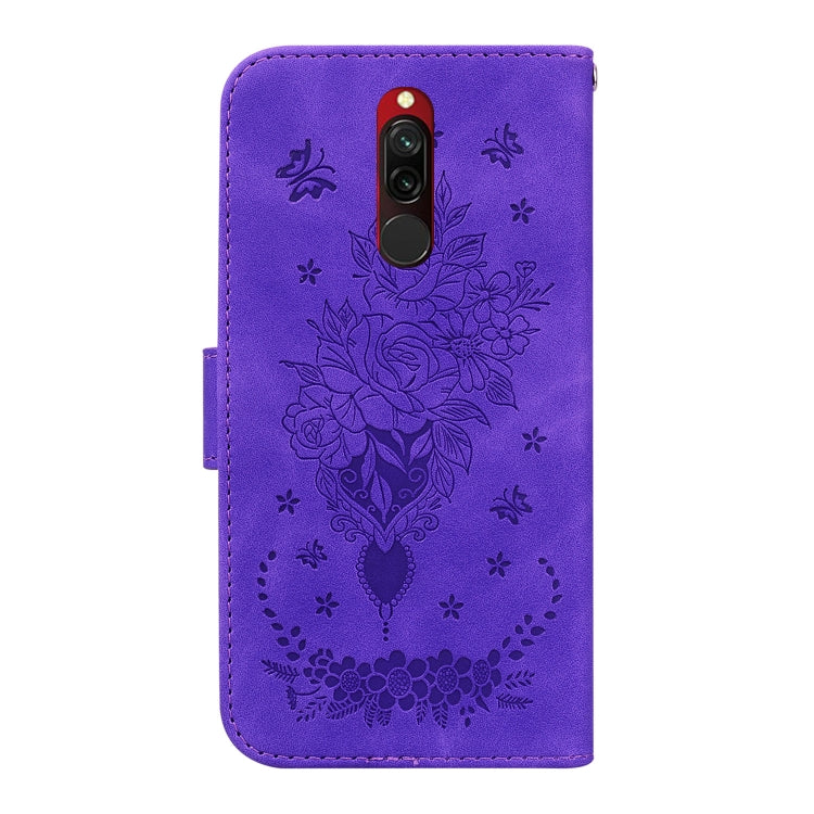 For Xiaomi Redmi 8 / 8A Butterfly Rose Embossed Leather Phone Case