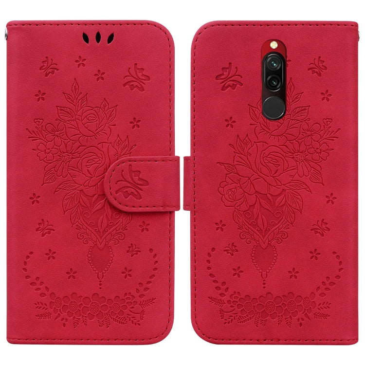 For Xiaomi Redmi 8 / 8A Butterfly Rose Embossed Leather Phone Case