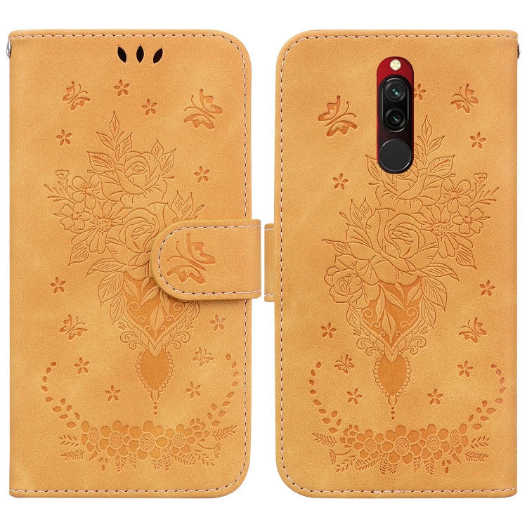 For Xiaomi Redmi 8 / 8A Butterfly Rose Embossed Leather Phone Case