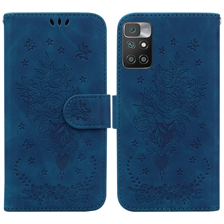 For Xiaomi Redmi 10 / 10 Prime Butterfly Rose Embossed Leather Phone Case