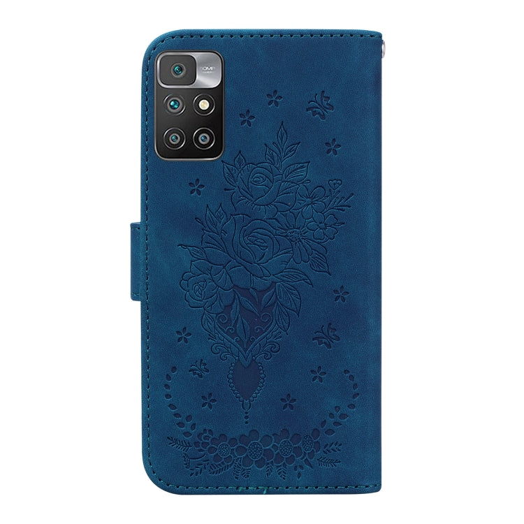 For Xiaomi Redmi 10 / 10 Prime Butterfly Rose Embossed Leather Phone Case