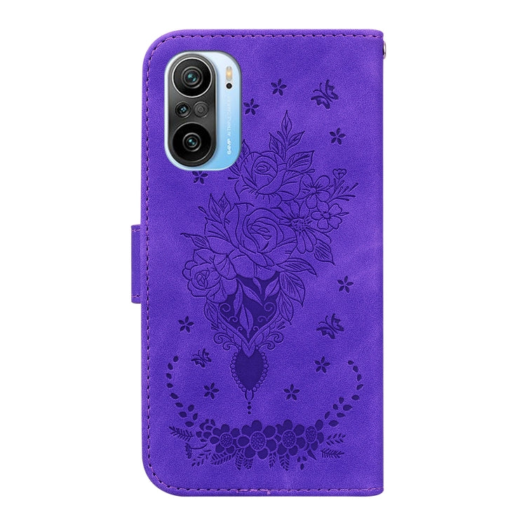 For Xiaomi Redmi K40 / K40 Pro Butterfly Rose Embossed Leather Phone Case