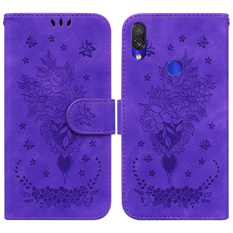 For Xiaomi Redmi Note 7 / 7S Butterfly Rose Embossed Leather Phone Case