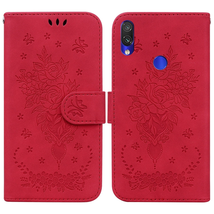 For Xiaomi Redmi Note 7 / 7S Butterfly Rose Embossed Leather Phone Case