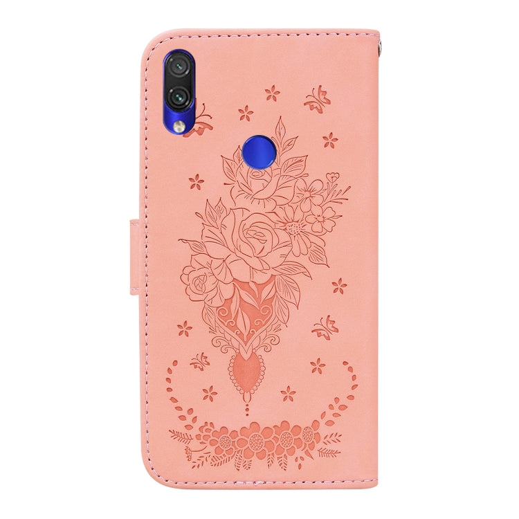 For Xiaomi Redmi Note 7 / 7S Butterfly Rose Embossed Leather Phone Case