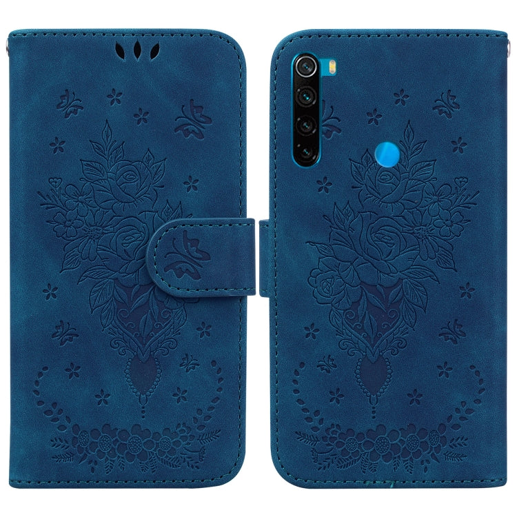 For Xiaomi Redmi Note 8 Butterfly Rose Embossed Leather Phone Case