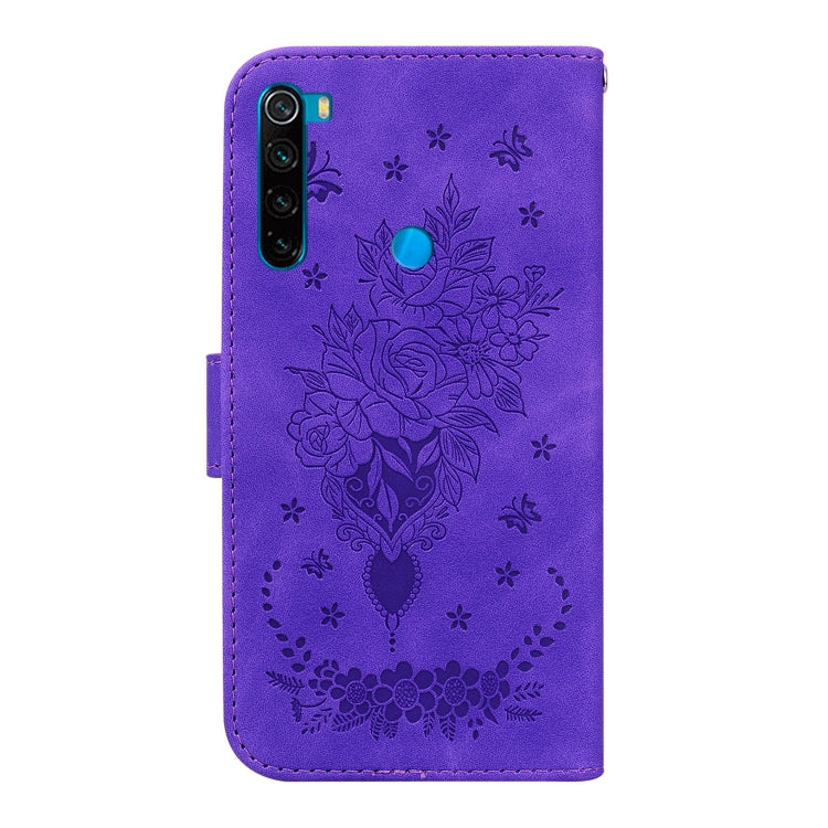 For Xiaomi Redmi Note 8 Butterfly Rose Embossed Leather Phone Case