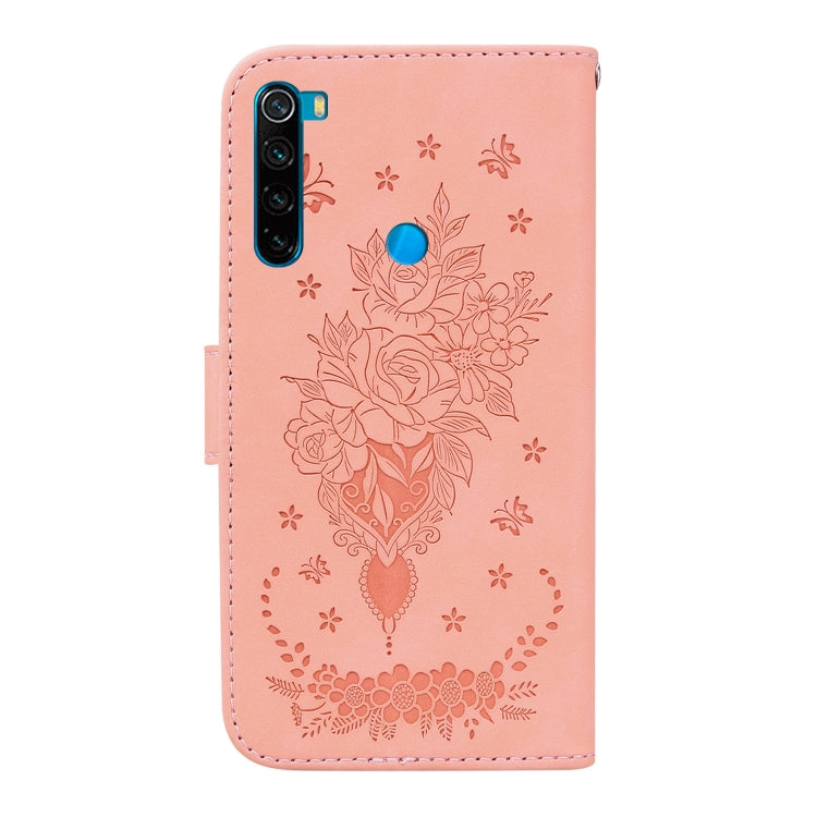 For Xiaomi Redmi Note 8 Butterfly Rose Embossed Leather Phone Case