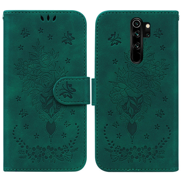 For Xiaomi Redmi Note 8 Pro Butterfly Rose Embossed Leather Phone Case