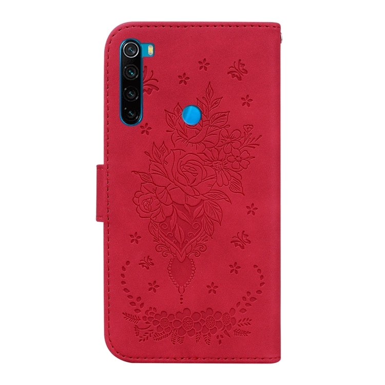 For Xiaomi Redmi Note 8T Butterfly Rose Embossed Leather Phone Case