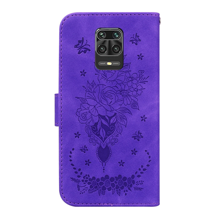 For Xiaomi Redmi Note 9 Pro / 9S / 9 Pro Max Butterfly Rose Embossed Leather Phone Case