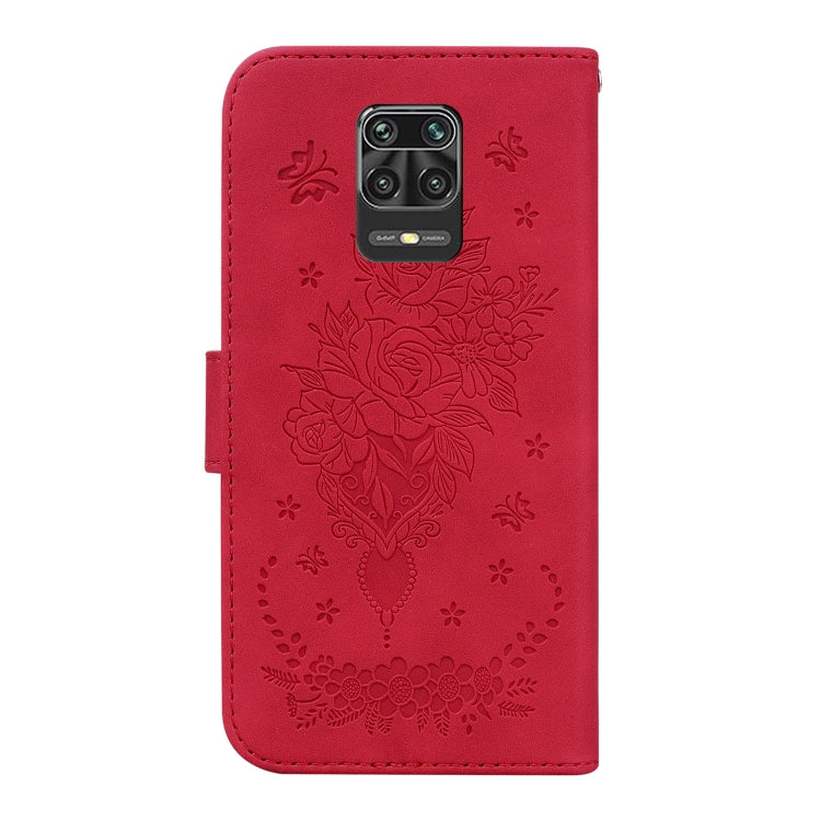 For Xiaomi Redmi Note 9 Pro / 9S / 9 Pro Max Butterfly Rose Embossed Leather Phone Case