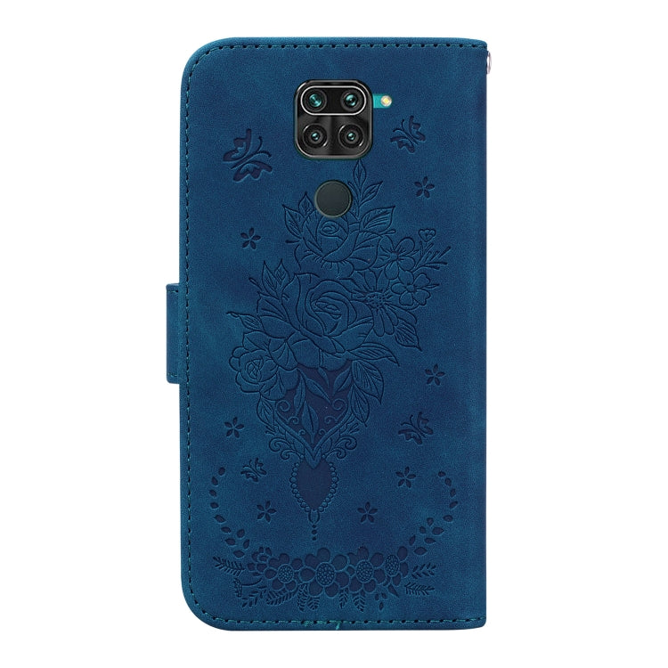 For Xiaomi Redmi 10X 4G / Note 9 Butterfly Rose Embossed Leather Phone Case