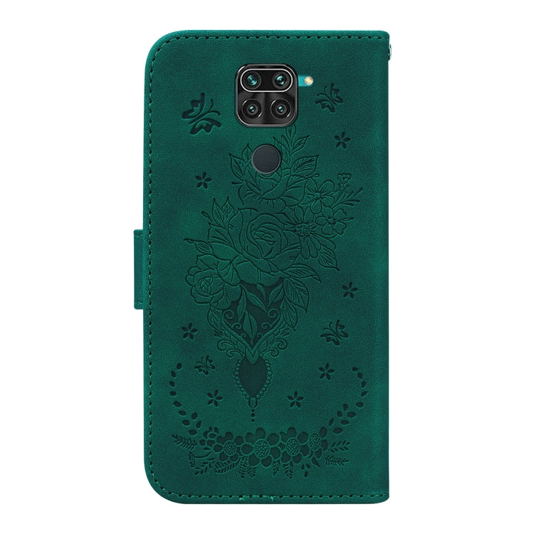 For Xiaomi Redmi 10X 4G / Note 9 Butterfly Rose Embossed Leather Phone Case