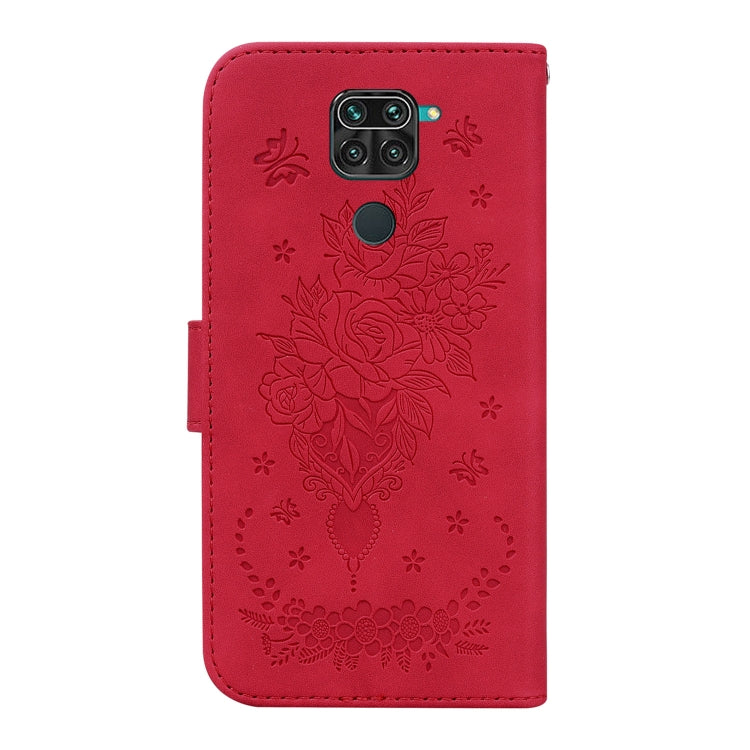 For Xiaomi Redmi 10X 4G / Note 9 Butterfly Rose Embossed Leather Phone Case