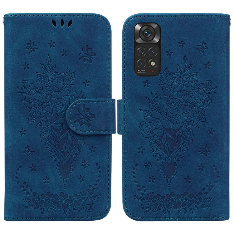 For Xiaomi Redmi Note 11 Foreign / 11S Butterfly Rose Embossed Leather Phone Case