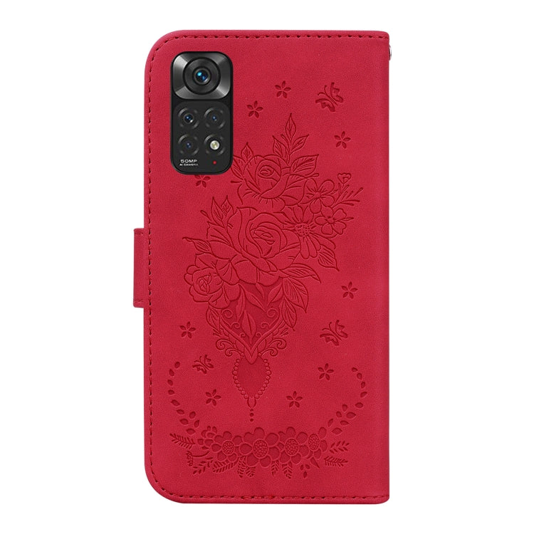 For Xiaomi Redmi Note 11 Foreign / 11S Butterfly Rose Embossed Leather Phone Case