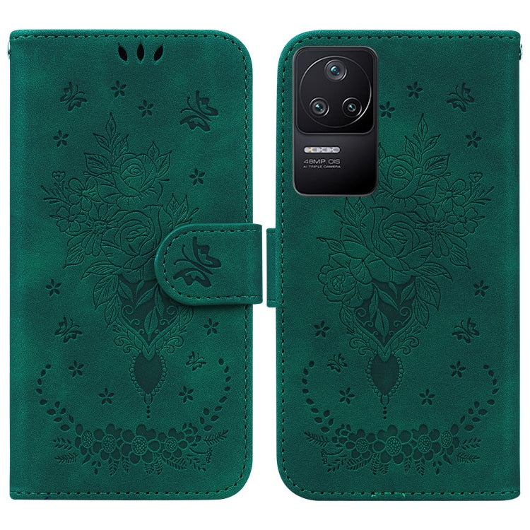 For Xiaomi Redmi K40S Butterfly Rose Embossed Leather Phone Case