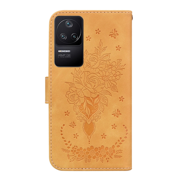 For Xiaomi Redmi K40S Butterfly Rose Embossed Leather Phone Case