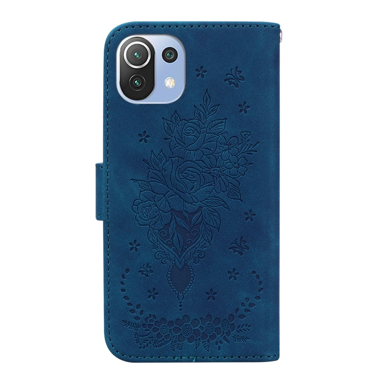 For Xiaomi Mi 11 Lite 5G / 4G Butterfly Rose Embossed Leather Phone Case