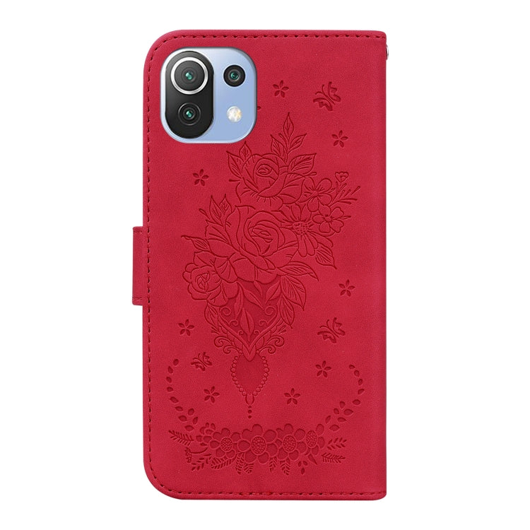For Xiaomi Mi 11 Lite 5G / 4G Butterfly Rose Embossed Leather Phone Case