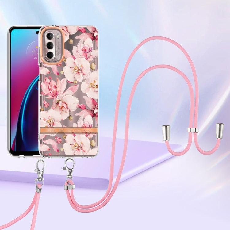 For Motorola Moto G Stylus 2022 4G Flowers Series TPU Phone Case with Lanyard