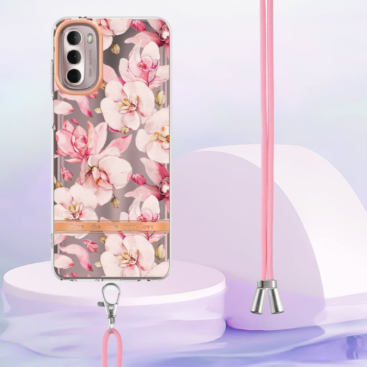 For Motorola Moto G Stylus 2022 4G Flowers Series TPU Phone Case with Lanyard