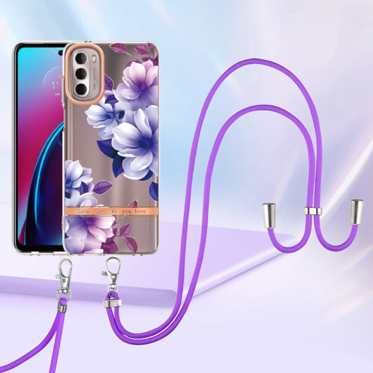 For Motorola Moto G Stylus 2022 4G Flowers Series TPU Phone Case with Lanyard