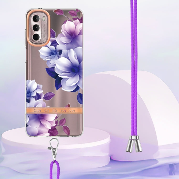 For Motorola Moto G Stylus 2022 4G Flowers Series TPU Phone Case with Lanyard