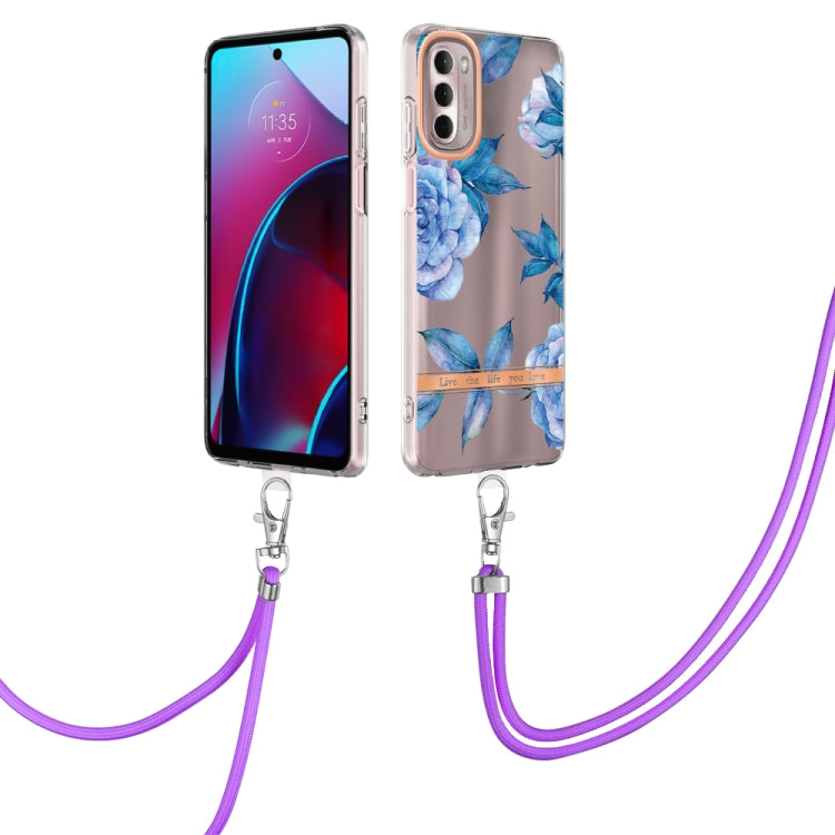 For Motorola Moto G Stylus 2022 4G Flowers Series TPU Phone Case with Lanyard