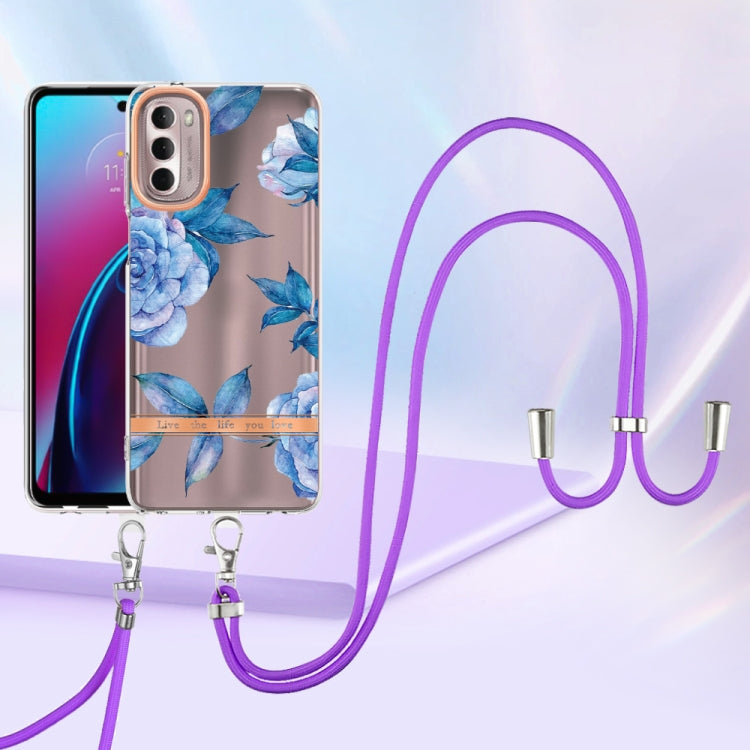 For Motorola Moto G Stylus 2022 4G Flowers Series TPU Phone Case with Lanyard