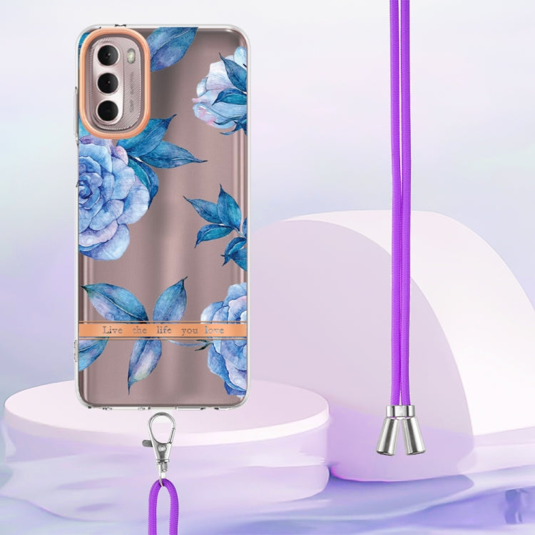 For Motorola Moto G Stylus 2022 4G Flowers Series TPU Phone Case with Lanyard