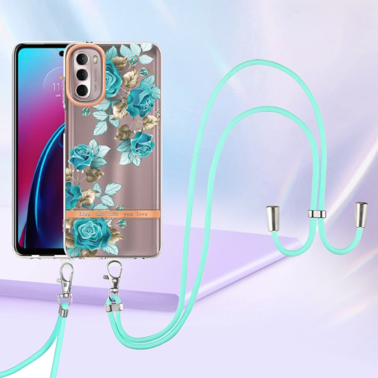 For Motorola Moto G Stylus 2022 4G Flowers Series TPU Phone Case with Lanyard