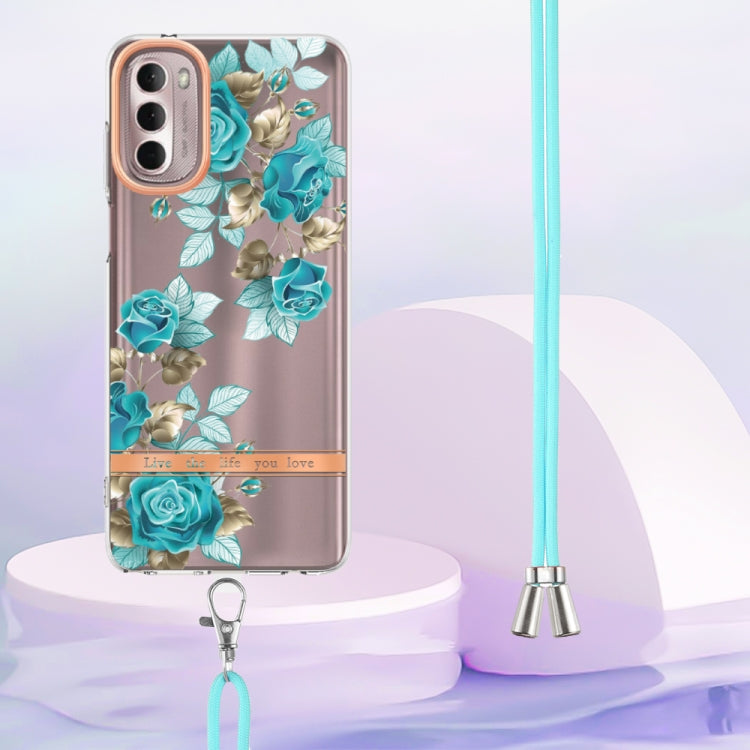 For Motorola Moto G Stylus 2022 4G Flowers Series TPU Phone Case with Lanyard