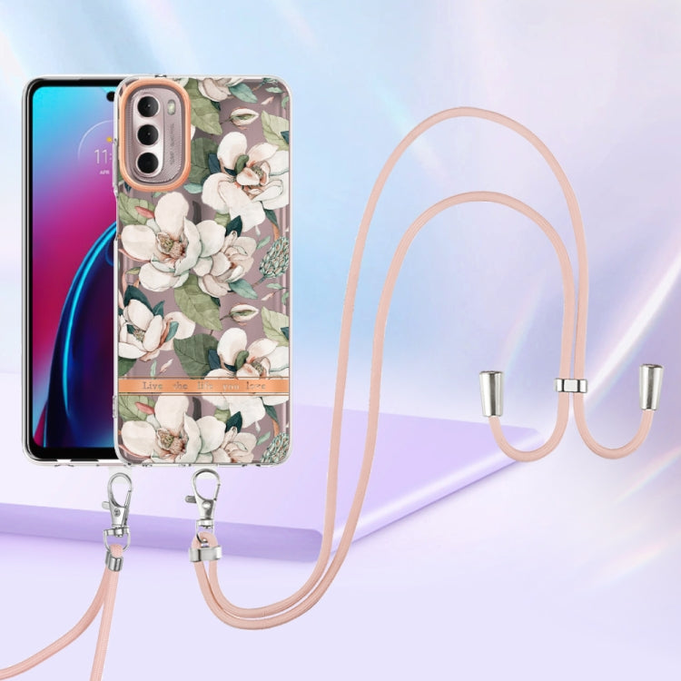 For Motorola Moto G Stylus 2022 4G Flowers Series TPU Phone Case with Lanyard