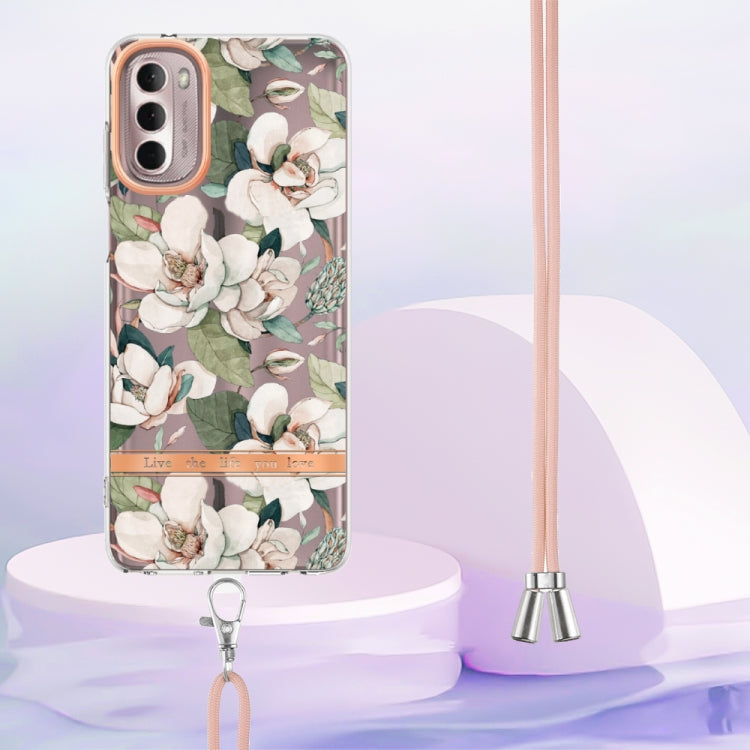 For Motorola Moto G Stylus 2022 4G Flowers Series TPU Phone Case with Lanyard