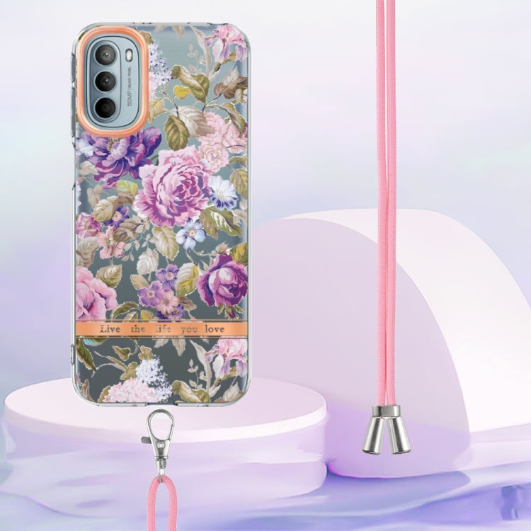 For Motorola Moto G31/G41 Flowers Series TPU Phone Case with Lanyard