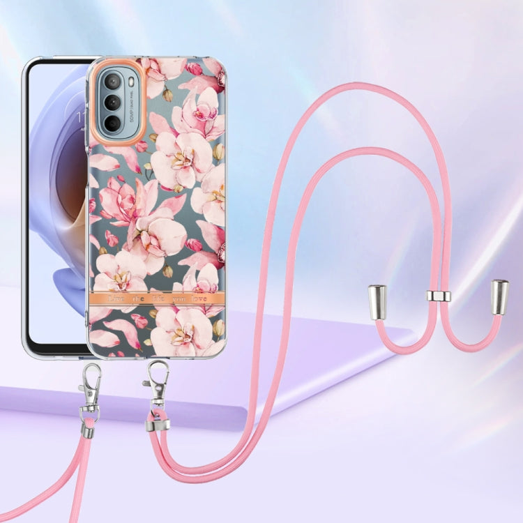 For Motorola Moto G31/G41 Flowers Series TPU Phone Case with Lanyard