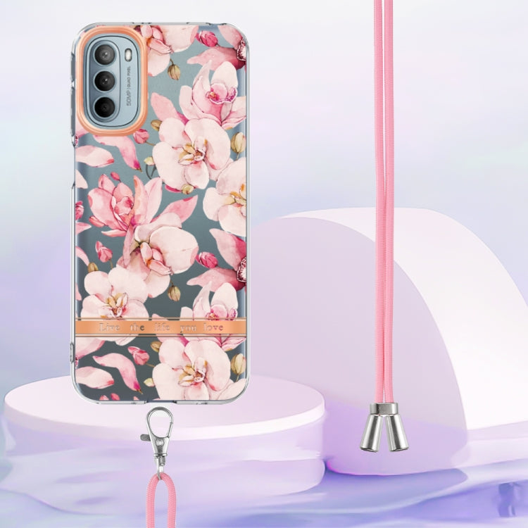 For Motorola Moto G31/G41 Flowers Series TPU Phone Case with Lanyard