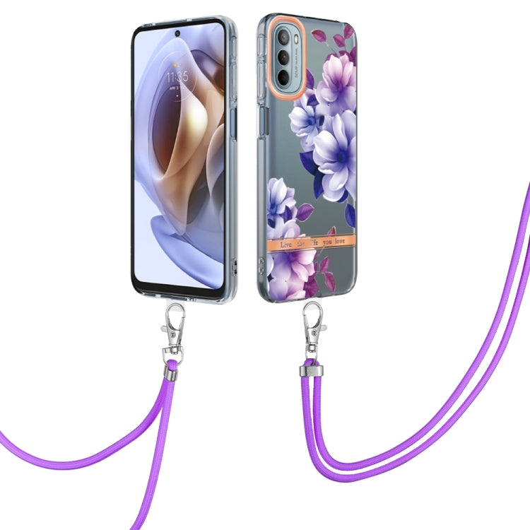For Motorola Moto G31/G41 Flowers Series TPU Phone Case with Lanyard