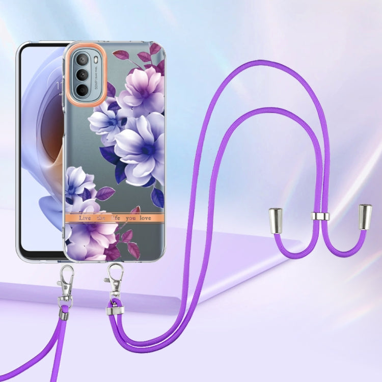 For Motorola Moto G31/G41 Flowers Series TPU Phone Case with Lanyard