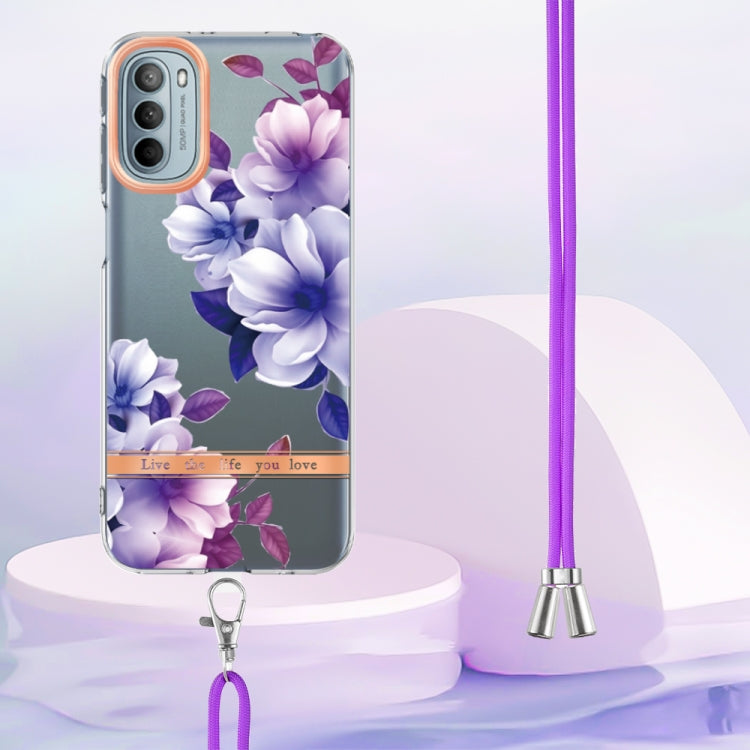 For Motorola Moto G31/G41 Flowers Series TPU Phone Case with Lanyard